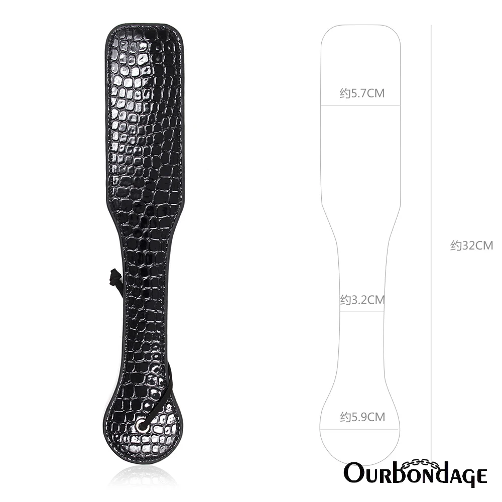 Ourbondage Krokodille Mønster PU Læder Paddle med Rektangel Form for Voksne Sex BDSM Endefuld Legetøj Til Mænd, Kvinder og Par