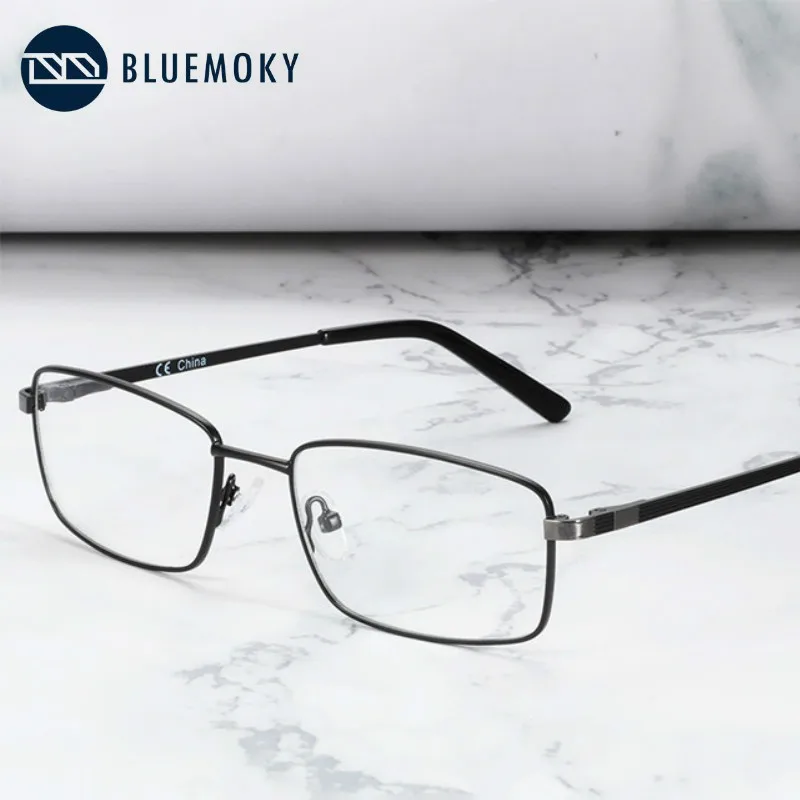BLUEMOKY Legering Briller Frame Mode Mandlige Rektangel Ultralet Øje Nærsynethed Recept Briller Metal Ramme Optiske Briller