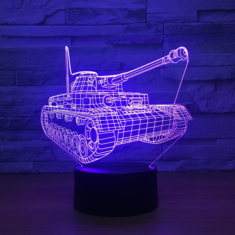 Nye eksotiske tank form 3D-light-LED ' en farverig touch nat lys brugerdefinerede produktion USB-tør batteriet dobbelt strømforsyning