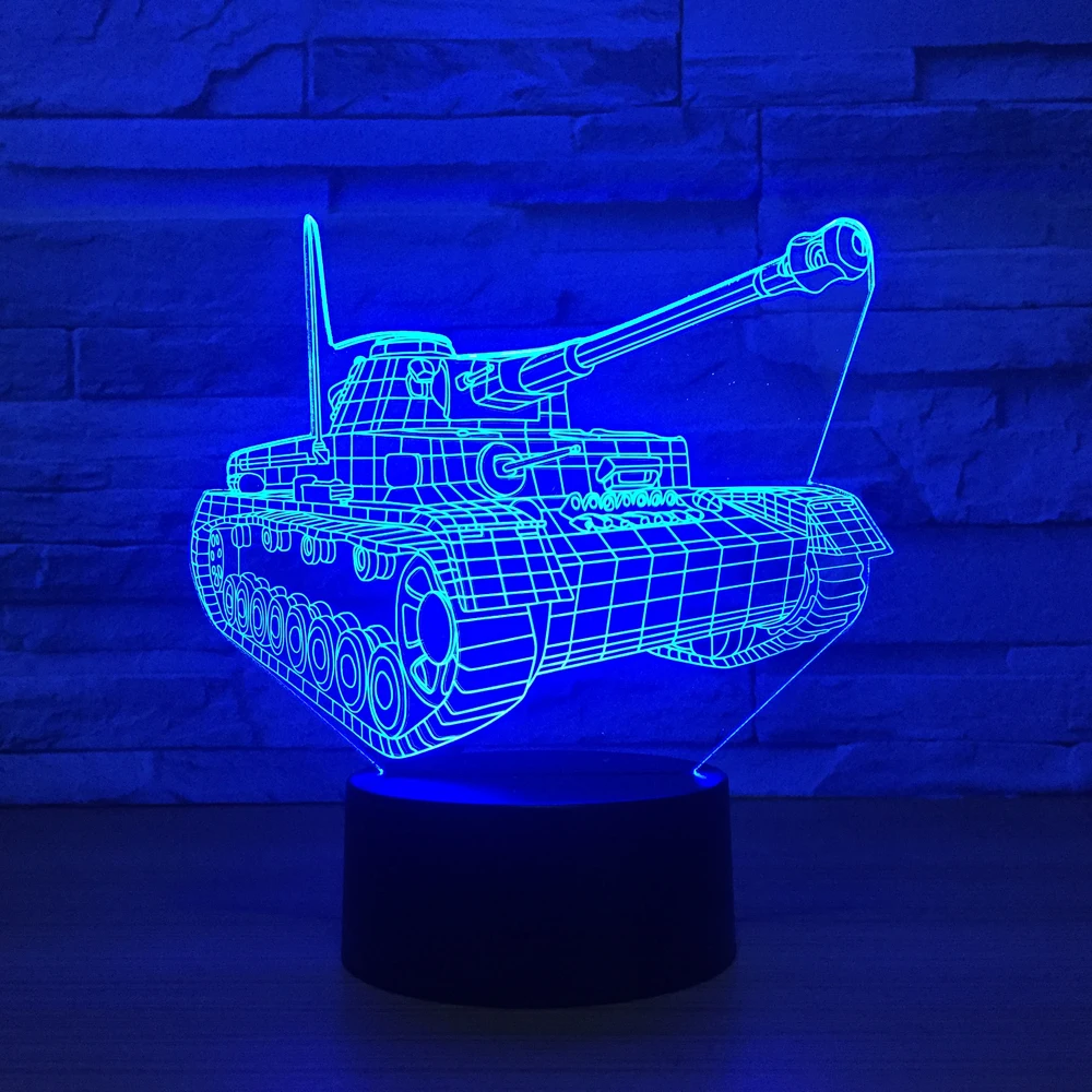 Nye eksotiske tank form 3D-light-LED ' en farverig touch nat lys brugerdefinerede produktion USB-tør batteriet dobbelt strømforsyning