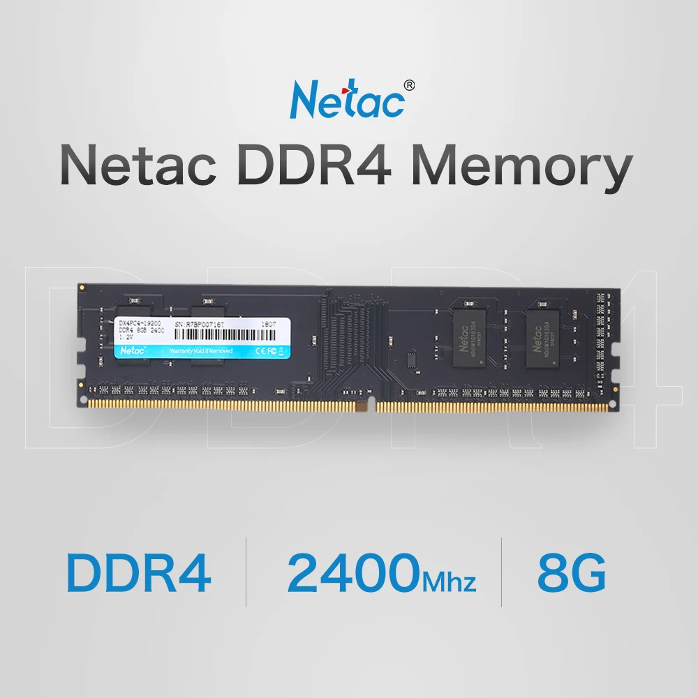 Netac DDR4 Hukommelse 8 GB 2400MHz MT/s 1,2 V PC4-19200 UDIMM 288-pin til Desktop pc DDR4 8GB 288 pin-kode Til computere