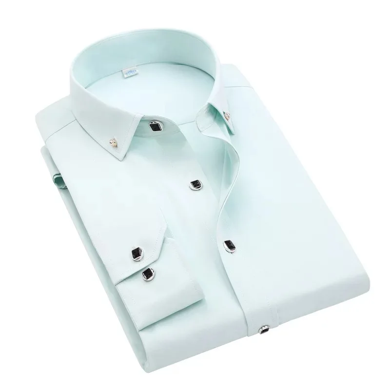 Mænd fransk Hvid Skjorte 2020 Ny Mænds Striber Skjorte med Lange Ærmer Casual Mandlige Brand Shirts Slim Fit fransk Manchet Skjorter