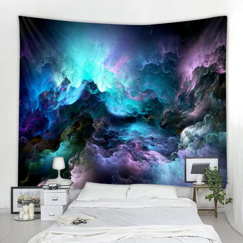 Trippy Galaxy Farvet Tåge Væggen Hænger Tapetet Psychedlic Tæppe Natur Stjernehimmel Natur Drømmende Baggrund Dorm Home Decor