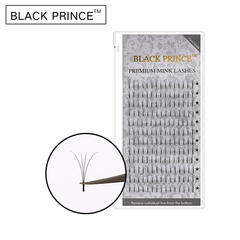 BLACK PRINCE 3D-6D Premade Fans Volumen Fans russiske Volumen Øjenvipper Sort Faux Mink Premium Øjenvipper Ansøgning Eyelash extension