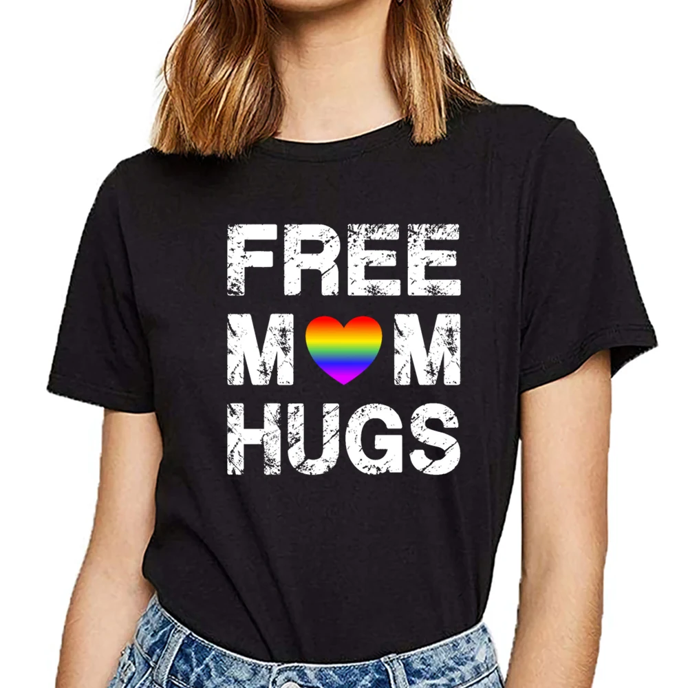 Toppe, T-Shirt Kvinder gratis mødre knus lgbt-regnbuen gay pride flag flowy Tegneserie Indskrifter Print Kvindelige Tshirt