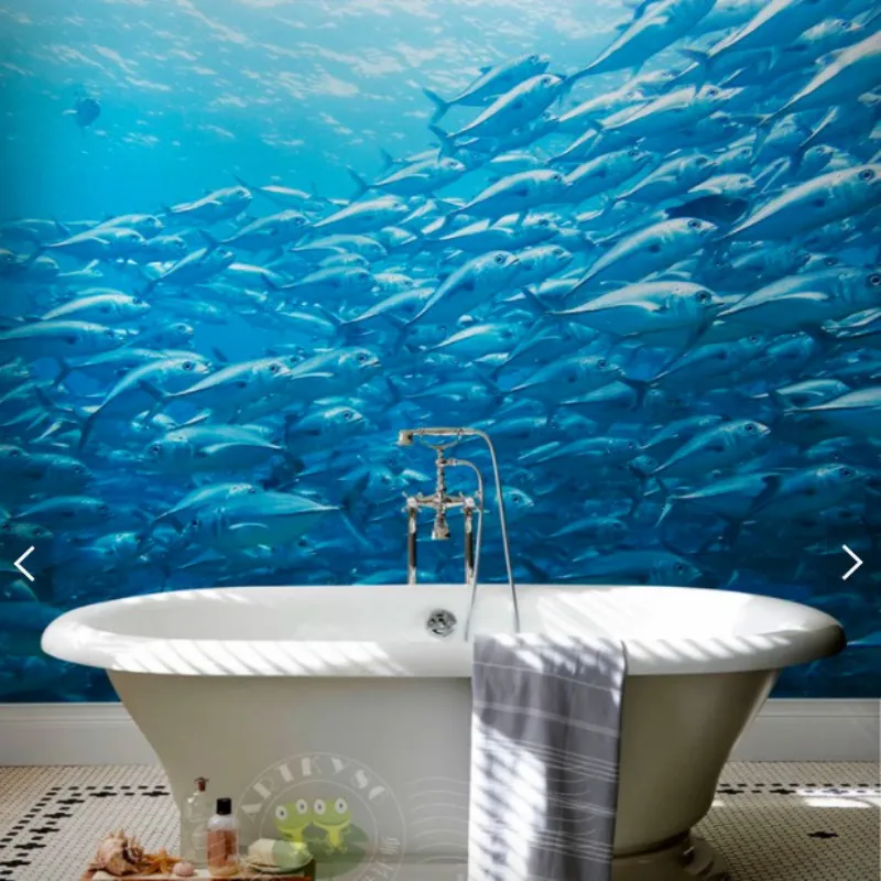 Undersøiske verden fisk landskab badeværelse baggrund vandtæt tapet stue dekoration vægmaleri tapet til børneværelset