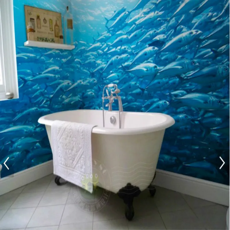 Undersøiske verden fisk landskab badeværelse baggrund vandtæt tapet stue dekoration vægmaleri tapet til børneværelset
