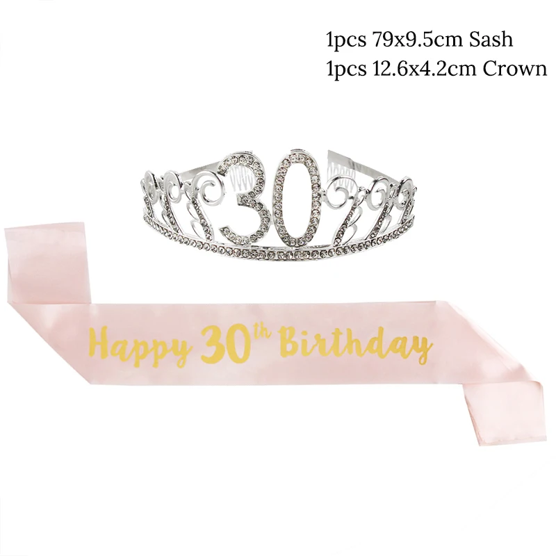 Sort Pink 30 40 50 60 års Jubilæum Samt engangsservice Voksne Fødselsdag Part Dekoration rose gold tillykke med Fødselsdagen