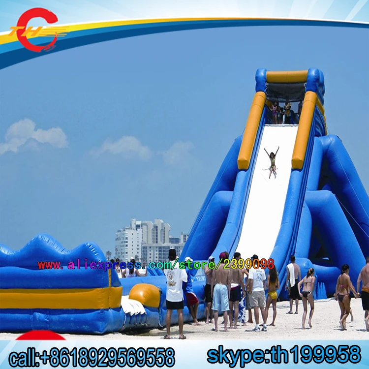Gratis luft forsendelse til døren,15x8x7mH store oppustelige beach pool slide,kæmpe oppustelig water slide for voksne