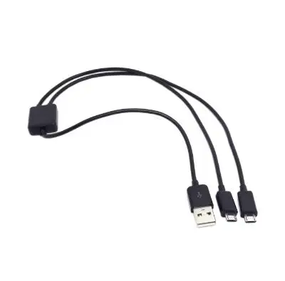 Combo USB til Micro USB Dual-Plug Data Oplader Splitter Kabel-2 i 1 for HTC Sam sunget Cell Phone & Tablet 50cm Sort