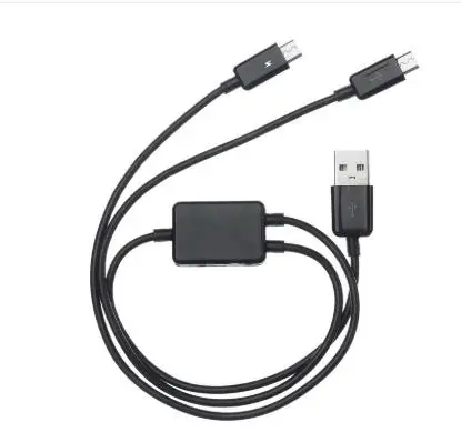 Combo USB til Micro USB Dual-Plug Data Oplader Splitter Kabel-2 i 1 for HTC Sam sunget Cell Phone & Tablet 50cm Sort