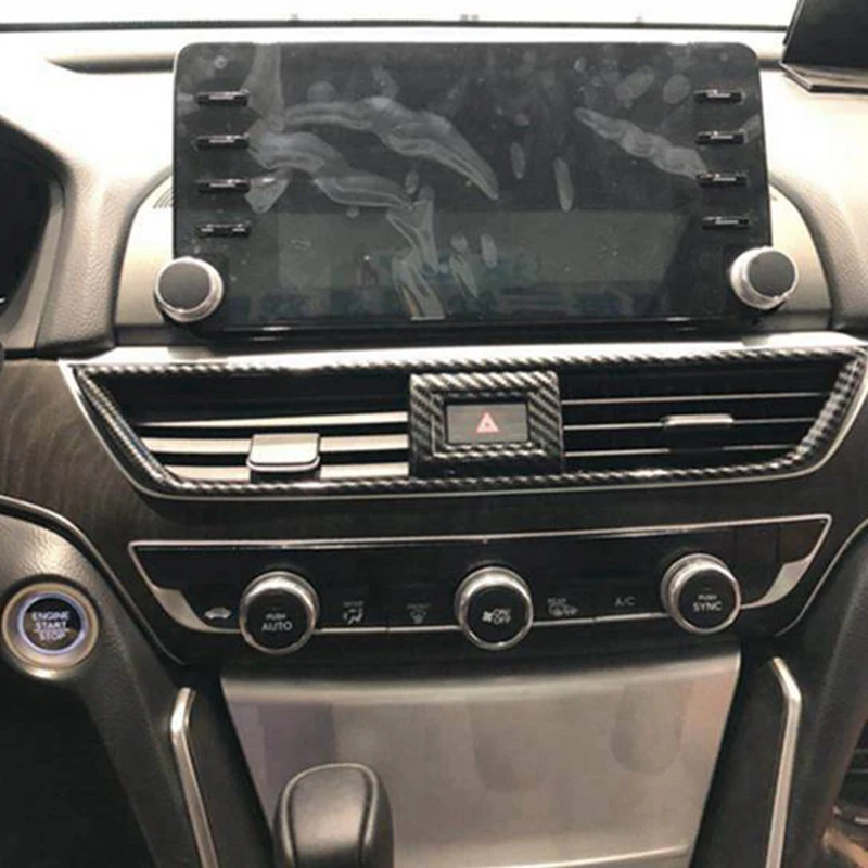 3PCS ABS Carbon Fiber Interior Air Condition Vent Outlet Dække Rammen Dækker Trim Tilbehør til Honda Accord 2018-2020