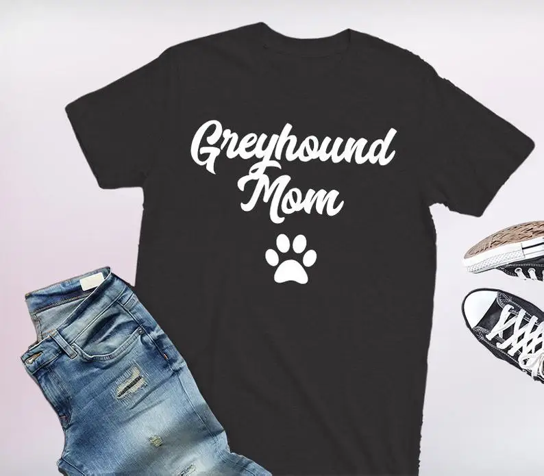 Greyhound mødre t-shirts amime cotton crewneck kortærmet top tees sjove søde hund mama kvindelige t-shirts til kvinder, damer