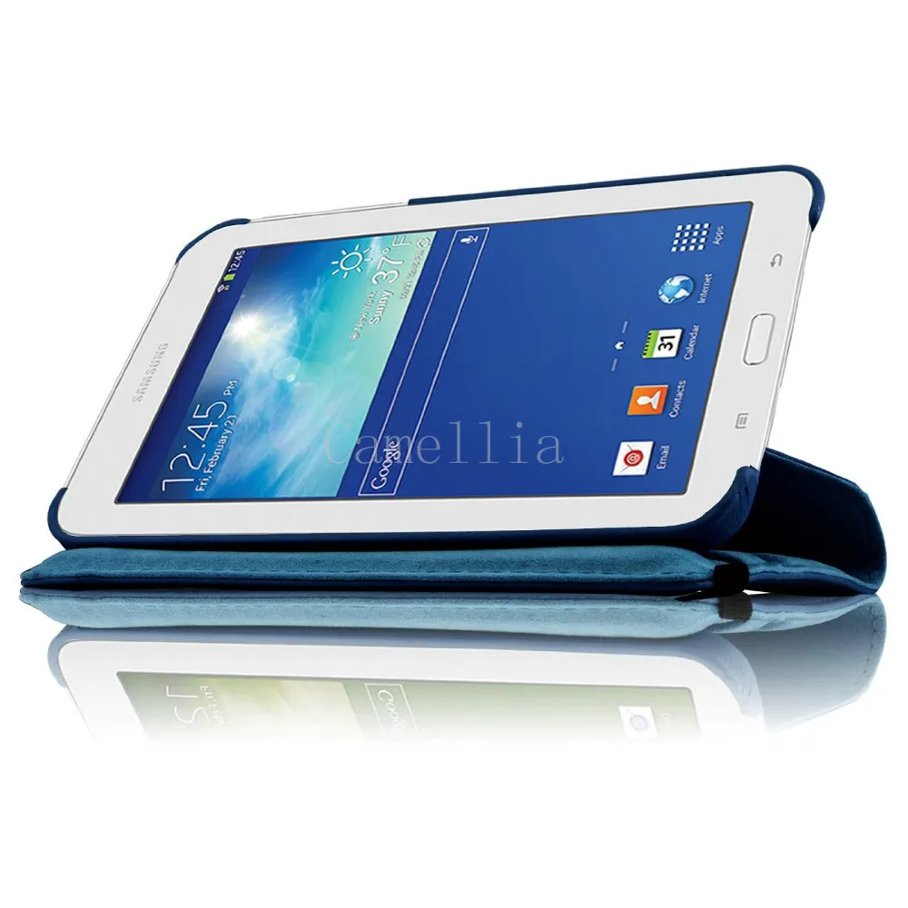 CucKooDo 200pcs/masse 360 Graders Roterende PU Læder Cover til Samsung Galaxy Tab 3 Lite 7.0 SMT110 og SM-T111 3G-7-tommer