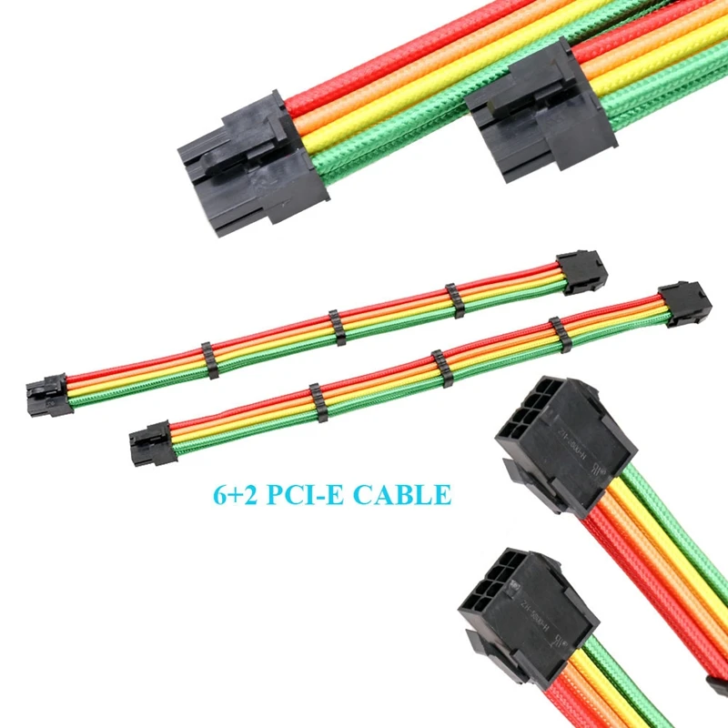 PC-Extension Kabel Kit 24Pin ATX/EPS 4+4Pin/PCI-E 8Pin/PCI-E 6Pin 18AWG Power Supply Kabel Kit