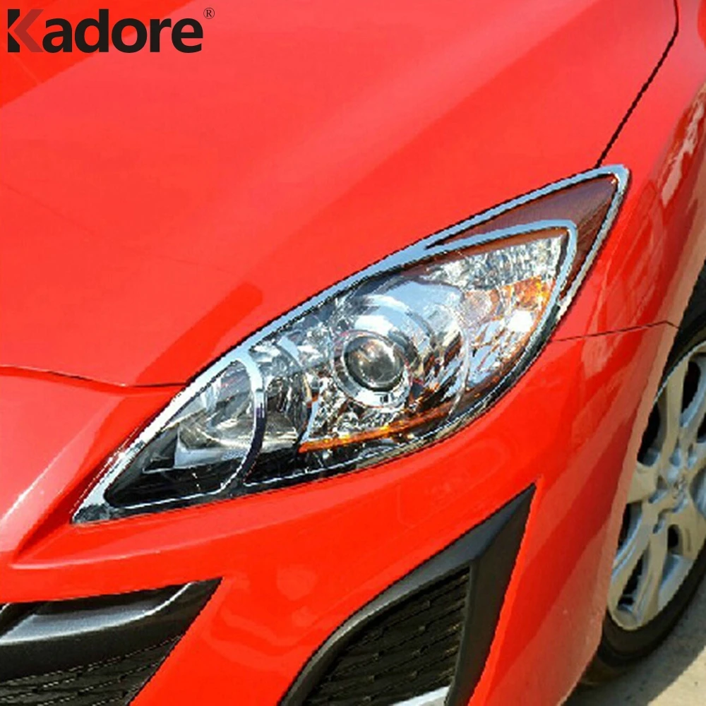 Passer Til Mazda 3 M3 2010 2011 2012 abs Chrome Foran Lygten Lampe Dække Hovedet Lys Trim Bil Udvendigt Tilbehør 2stk