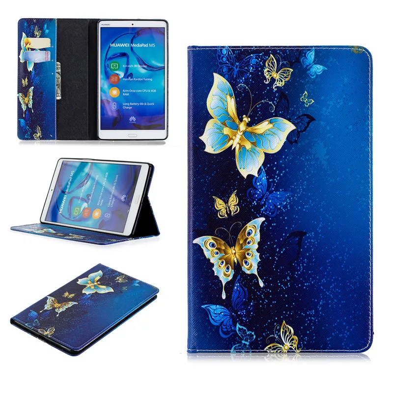 Mode Malet Tilfælde Dække For Huawei MediaPad M5 8.4 tommer SHT-AL09 SHT-W09 Tablet Tilfælde Fundas Stå Tegnebog Shell + Pen