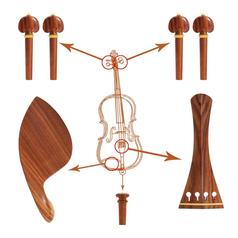 IRIN 4stk/sæt Chin Resten Tailpiece Hale Søm Tuning Pind til 4/4 Violin musikinstrumenter Tilbehør