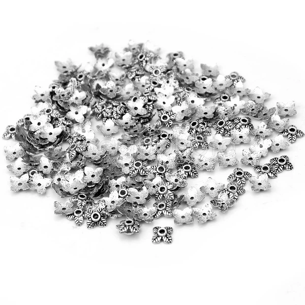 200pcs/Masse Små 6mm Tibetanske Stil Antik Sølv Perle Caps Nikkel & blyfri DIY Tilbehør