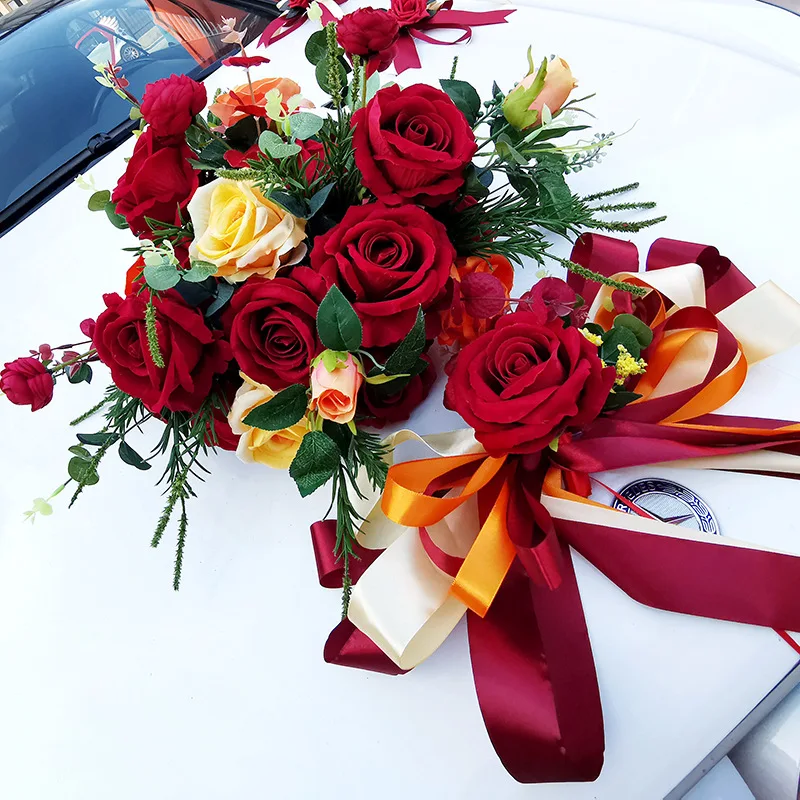 Bryllup Bil Dekoration Silke Blomster U/V-Form Falske Rose Blomster Krans Indretning Bryllup Centerpieces Krans Part Valentine ' s Day