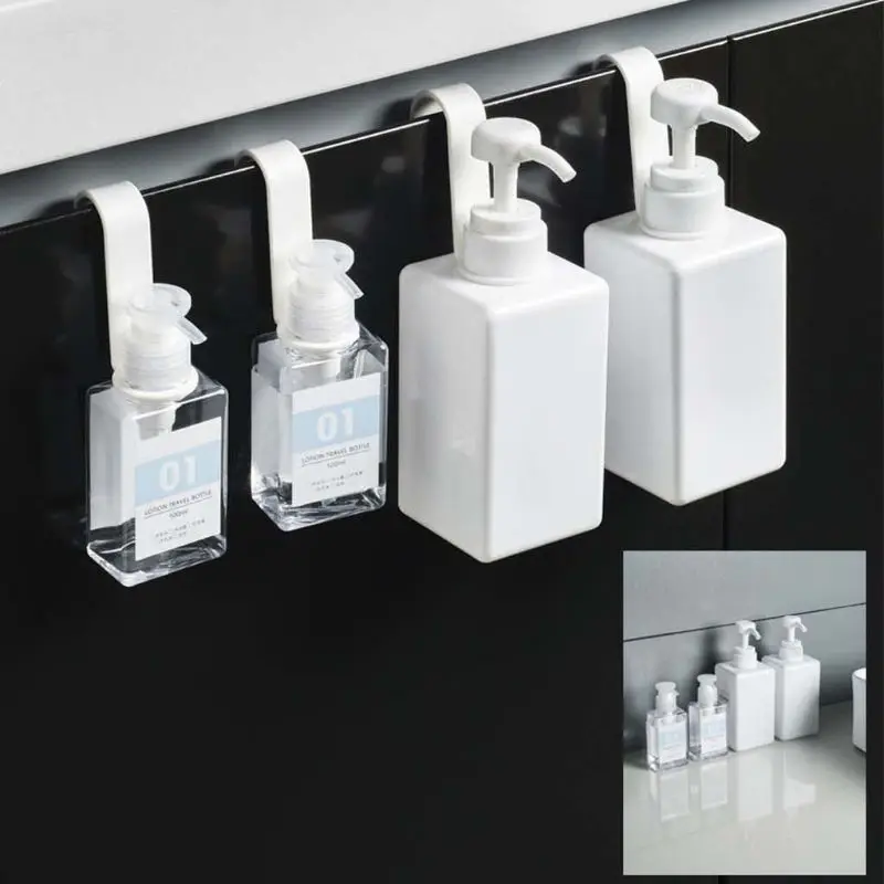8stk S Formet Badeværelse Brusebad Shampoo Flaske Holder Krog Hængende Opbevaring med Køkken til at hænge shampoo, vask af hænder flaske