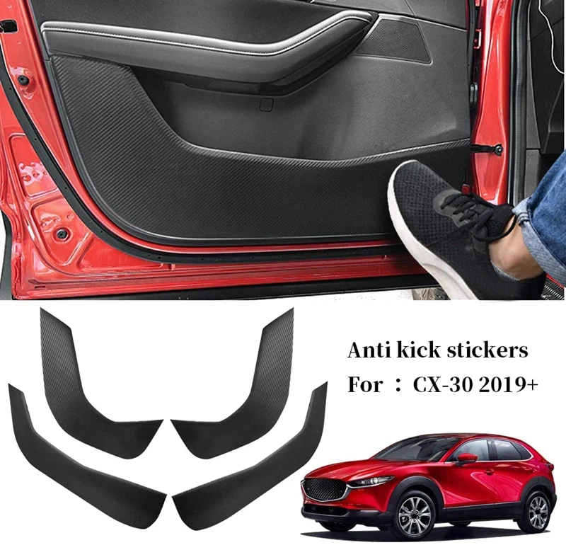 Bil Carbon Fiber Døren Anti-Kick Pad Side kantbeskyttelse Måtte Dække for Mazda CX-30 2019 2020