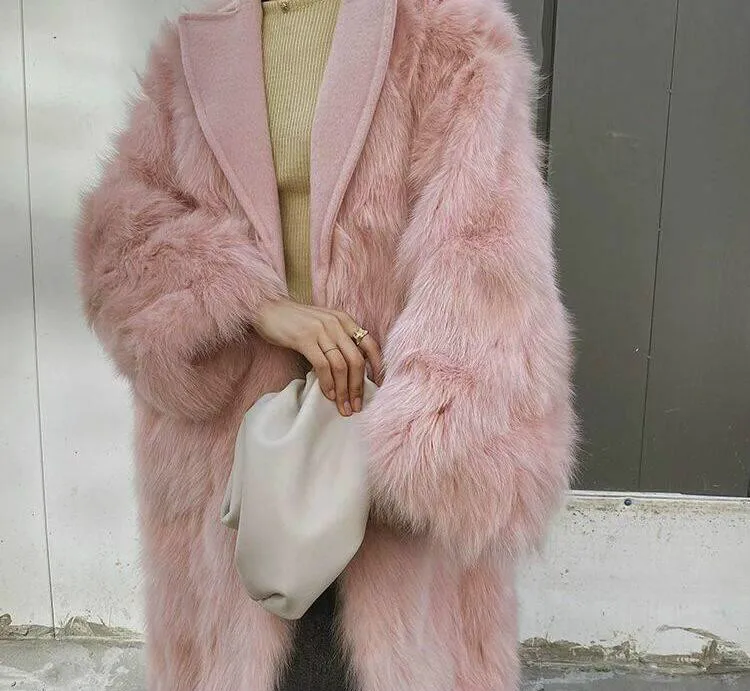 Falske Fox Fur Coat Kvinder Luksus Tyk Pels, Bløde Pels Vest Vinter Frakke Kvinder Tøj I Stor Størrelse Lang Frakke