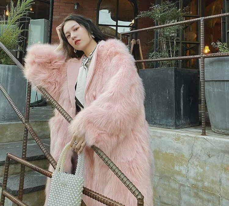 Falske Fox Fur Coat Kvinder Luksus Tyk Pels, Bløde Pels Vest Vinter Frakke Kvinder Tøj I Stor Størrelse Lang Frakke