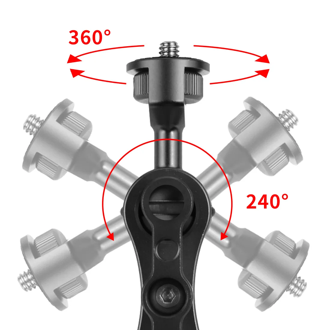 FEICHAO Opgraderet Dual BallHead 1/4 Skrue Mount Adapter Magic Arm 360 kuglehoved med Krabbe-Klo Klemme for Sony SLR Kamera Overvågning