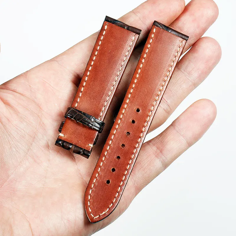Crocodiele læder watchbands for Longine mestre comcast serie mænd&kvinder watchstrap håndled band 14 15 18 19 20 21 22 mm brun
