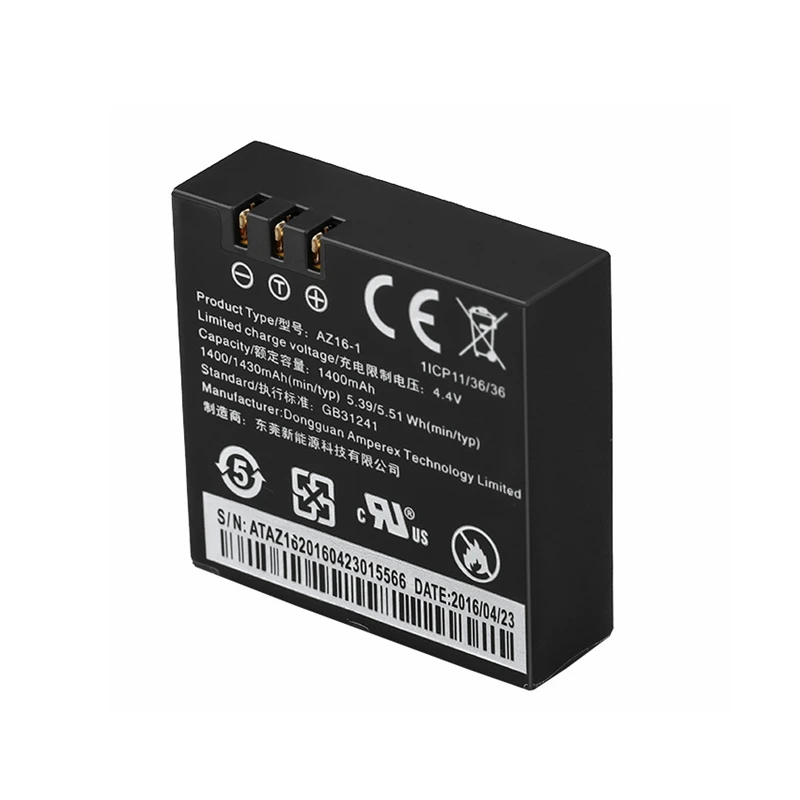 1/2pcs Ekstra Batteri Til Xiaomi Yi Lite 4K+Plus Dual Batteri Parallel Opladning Oplader Tilbehør Yi 4K Batteri 1440mAh AZ16-1