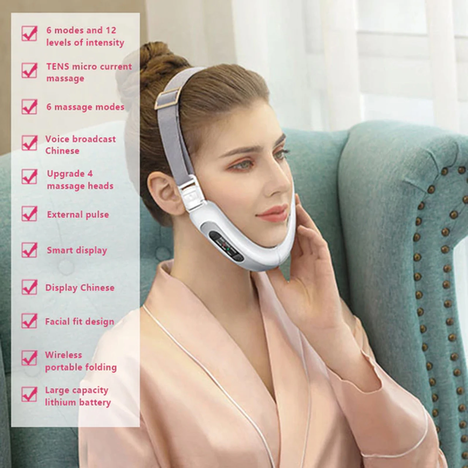 Vibration Massage Jawline Shaper Smart Fjernbetjening Bluetooth-Ansigt Hage Slankende Enhed Health99