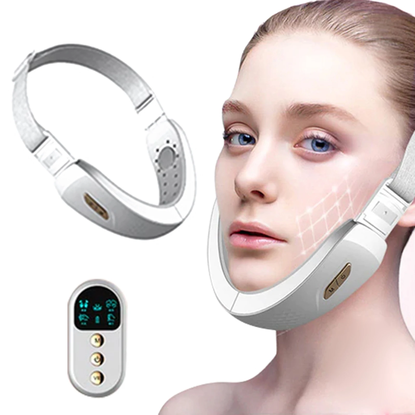 Vibration Massage Jawline Shaper Smart Fjernbetjening Bluetooth-Ansigt Hage Slankende Enhed Health99