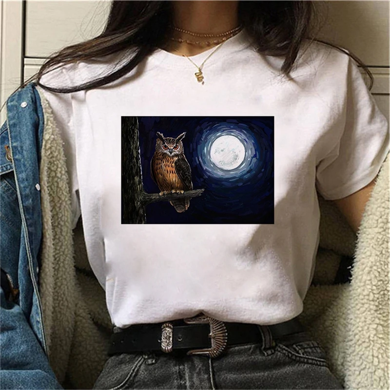 90'erne Harajuku Ullzang Fashion T-shirt kvinder Vintage Ugle Design T-Shirt med Grafisk Søde Tegneserie Tshirt Top Tees Kvindelige
