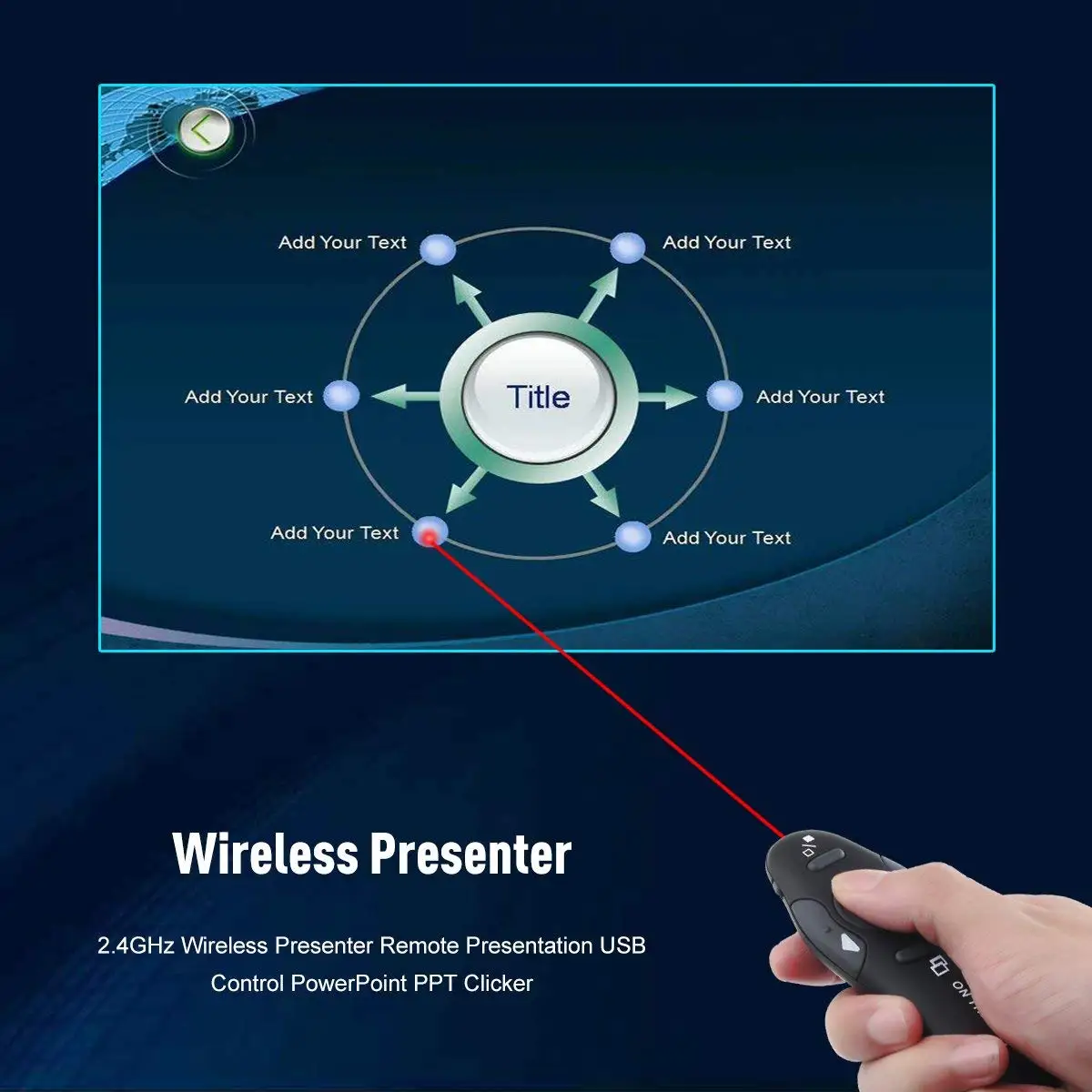 Nye Håndholdte Wireless Presenter med Rød Laser Pen 2.4 Ghz USB RF-Kontrol Side Drejning PPT Powerpoint-Præsentation
