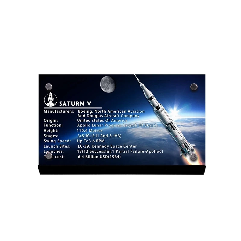 Akryl Display Stå Helt For Skaberen 21309 Idé Apollo Saturn Model V Legetøj Byggesten