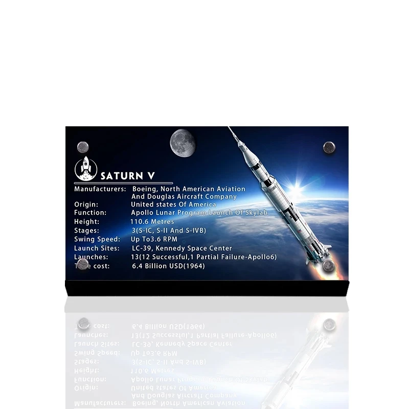 Akryl Display Stå Helt For Skaberen 21309 Idé Apollo Saturn Model V Legetøj Byggesten