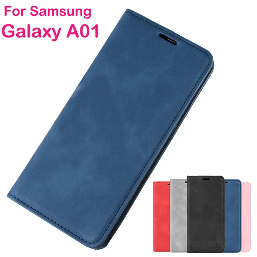 For Samsung Galaxy A01 Tilfælde Magnetiske Telefonen Flip Læder etuier Til Samsung Galaxy A01 Høj Kvalitet Wallet Læder Blødt TPU Cover