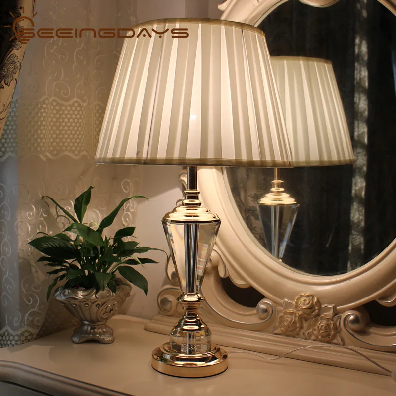 Europæisk Stil Bord Lampe til Soveværelset sengelampe Amerikanske Enkle Kreative Bryllup Fest Stue Krystal Lampe Eu Stik