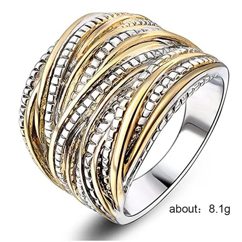 Visisap Vintage Multi Guld Farve Ring Finger forlovelsesringe for Kvinder Bryllup Anillos Krop Smykker Størrelse 6 7 8 9 10 B1399
