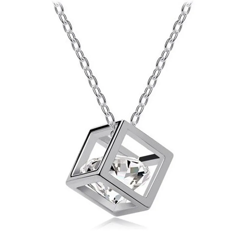MOONROCY Sølv Cubic Zirconia Farve Terning Krystal Halskæde ChokerDropshipping Smykker Mode Smykker til Kvinder, Piger