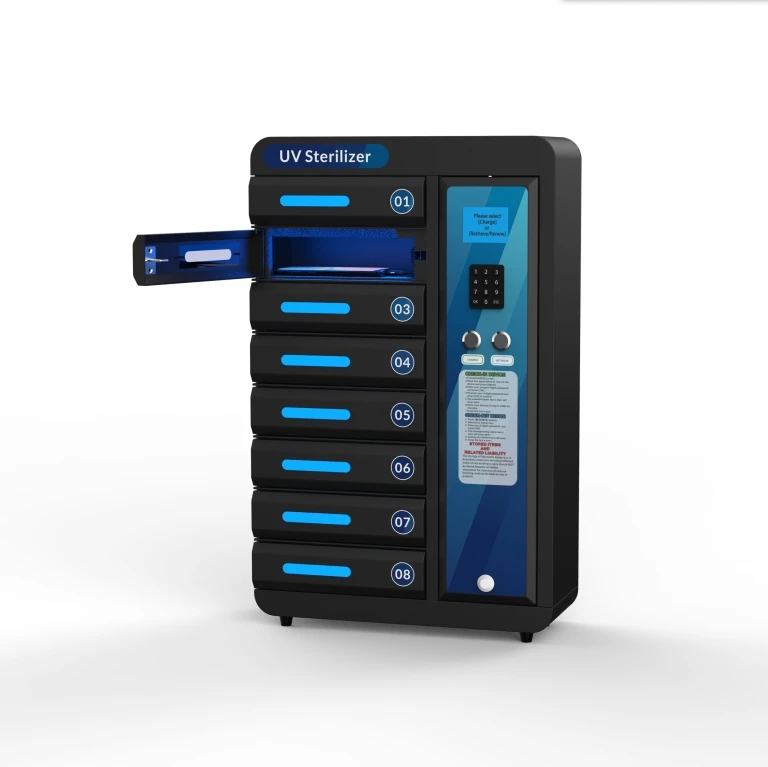 Multi-Sprog UV-C Sterilisator 8 Bay Pin-Kode Opladning Locker Mobiltelefon Opladning locker uv sterilisator station