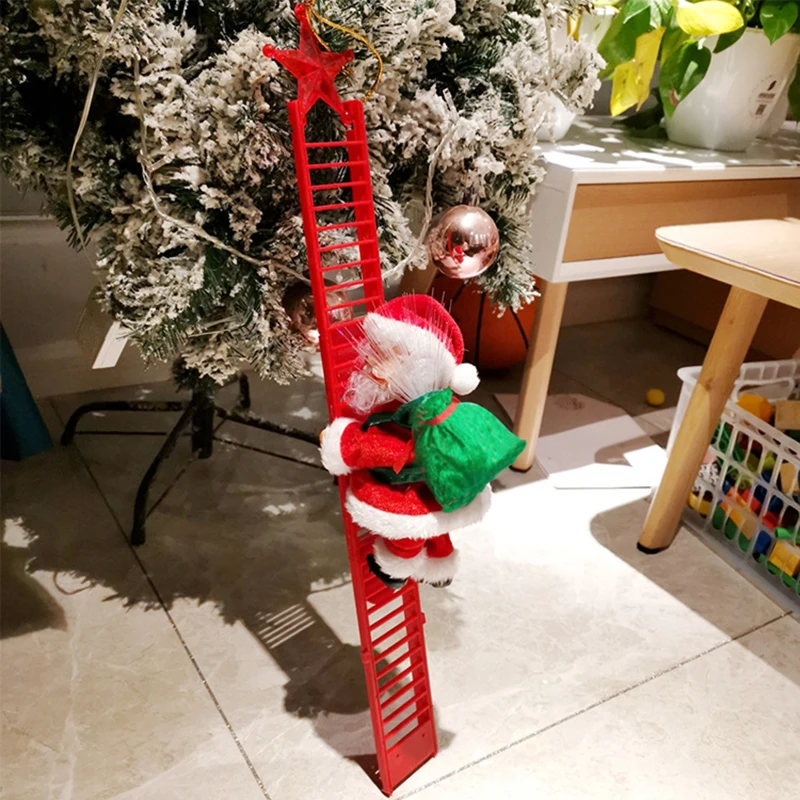 Jul Hængende Dekoration Santa Claus Elektriske Klatre Stige Hængende Legetøj Dukke Christmas Tree Dekoration HOT