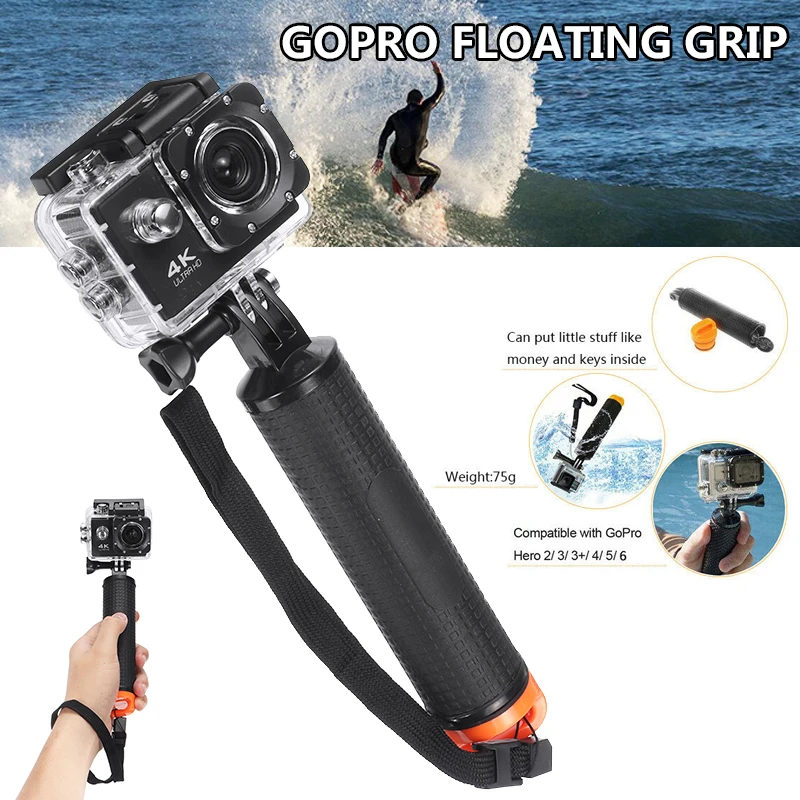 Pohks 1pc Vand Flydende Hånd Greb Vandtæt, Non-slip Håndtag Beskyttelse Kamera Flydende Bar for GoPro Action Kameraer