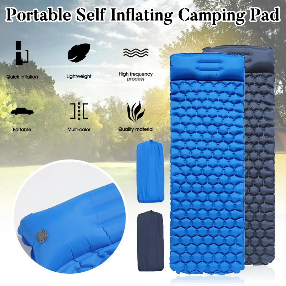 Selvoppustelig Liggeunderlag For Camping Hiking-Udstyr Udendørs Camping Mat Ultralet Med Pude Camping Tilbehør