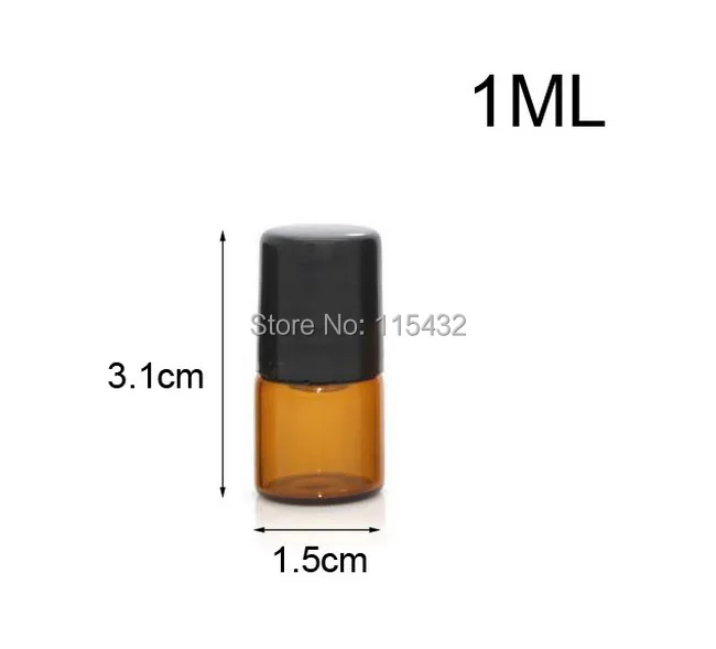 Engros-1ML 1/4 Dram Amber Roll på Glas og Flaske, 1ML Hætteglas, Lille Æterisk Olie Flaske + Metal Roller Ball 1200pcs/masse