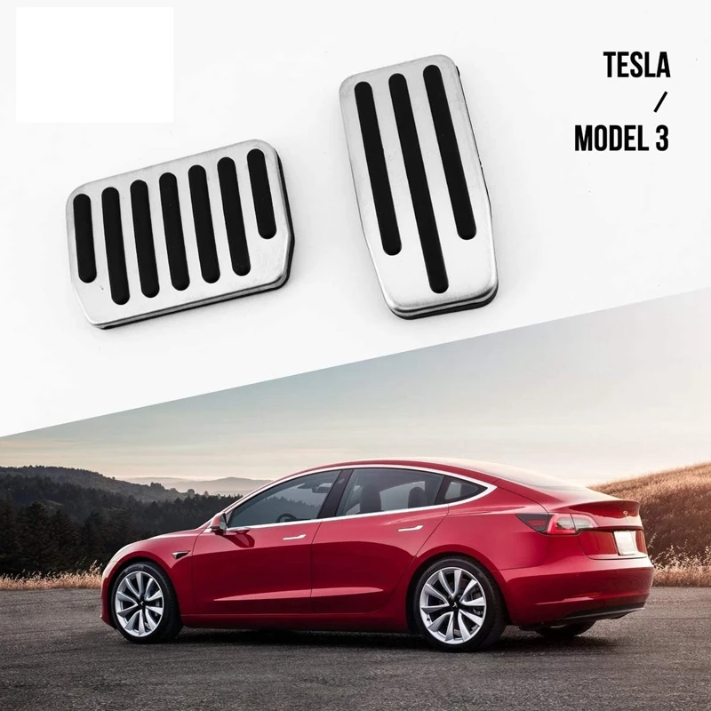 For Tesla Model 3 Bil Gas og Bremse Pedalen, Puder, Bogomslag, Aluminium, Non-Slip Speederen Pad Cover Tilbehør