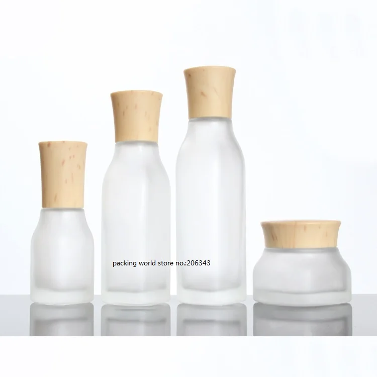 100 ml pladsen matteret glas flaske med pumpe, låg for lotion/emulsion/serum/foundation/toner/vand hudpleje, kosmetiske pakning