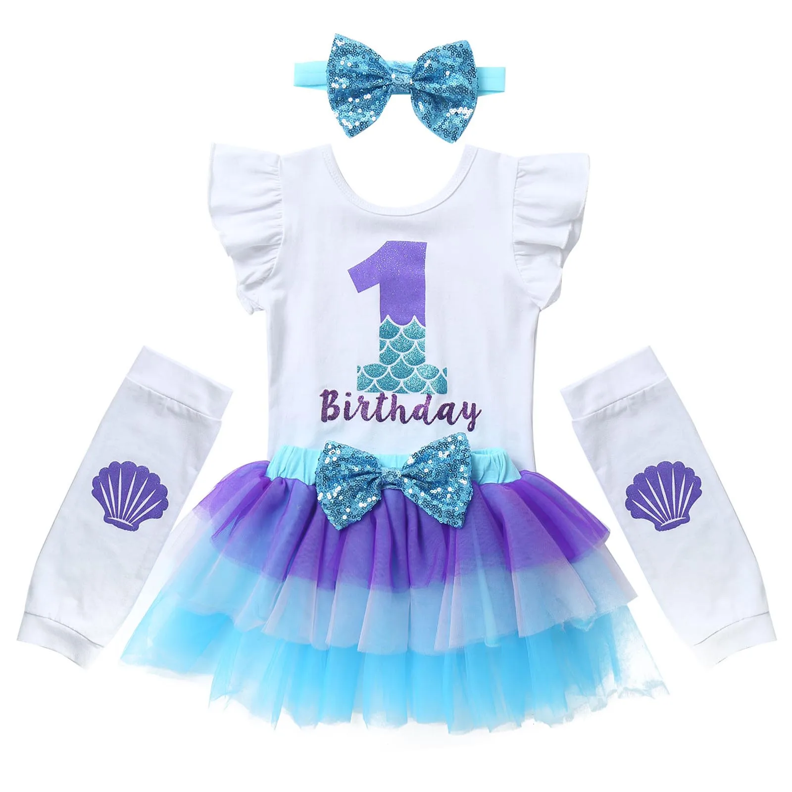 Baby Sparkedragt Min Første Fødselsdag 1st Infant Piger Havfrue Sæt Nyfødte Baby Tøj Søde Baby Jumpsuits Sommer Piger Outfit
