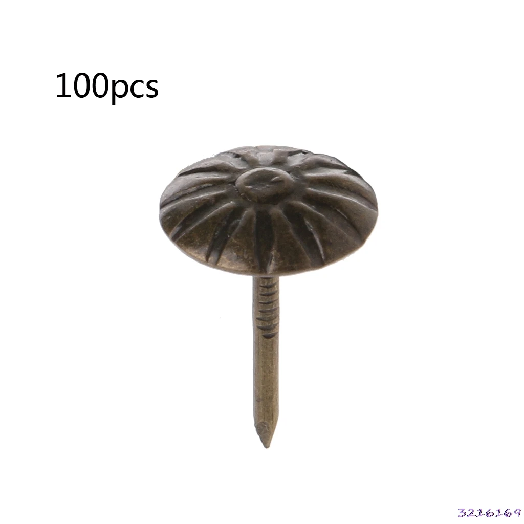 100pcs Antik Messing Polstring Negle Tack Stud Nipsenåle Doornail Hardware Indretning-34#